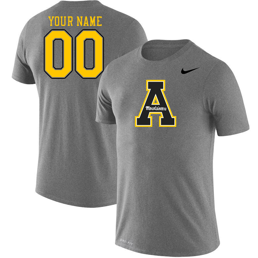 Custom Appalachian State Mountaineers Name And Number Tshirts-Gray